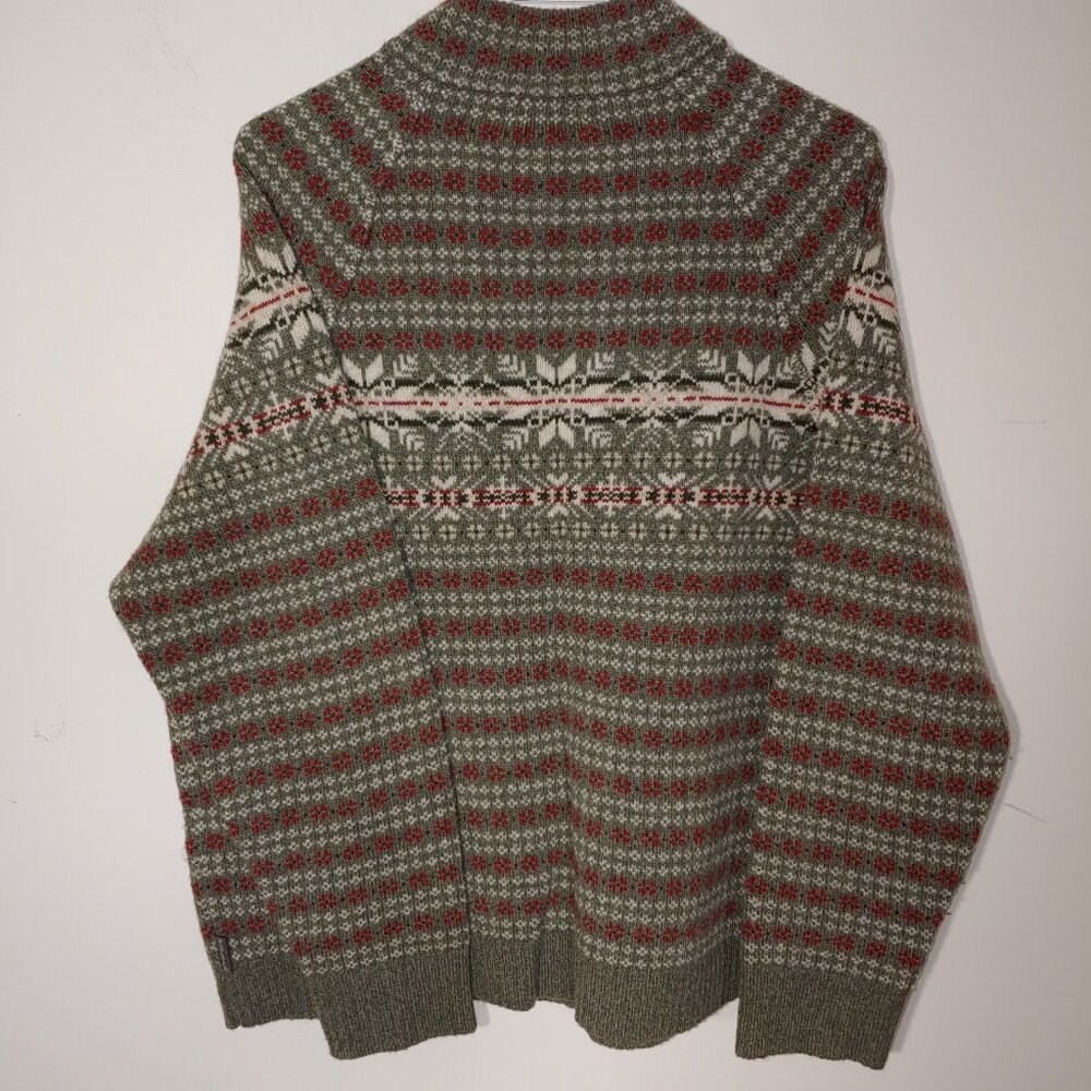 WOOLRICH 100% Lambswool 1/4 Zip Mock Neck Sweater Sage Heather Fair Isle Sz XL - Picture 7 of 8